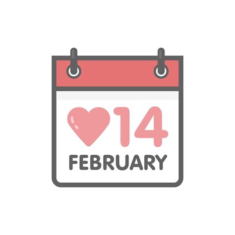 Premium Vector Vector Calendar Icon 14 February Valentines Day