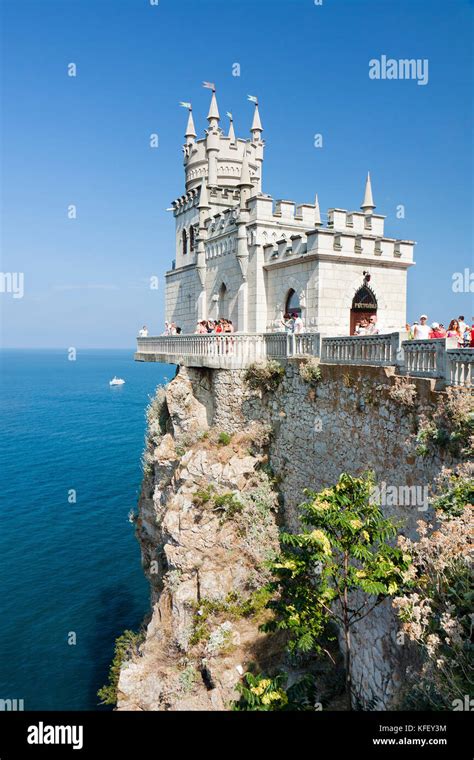View Of The Castle The Swallows Nest Located In Gaspra Near Yalta Town