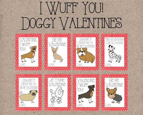 I Wuff You Doggy Puppy Valentine Cards Instant Digital