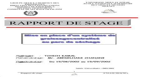 Rapport De Stage Ocp Pdf Document