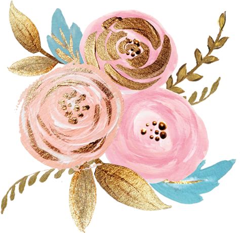 Pink Gold Watercolor Plant Ink Paint Flowers Freetoedit Rose Gold