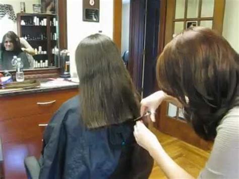 For minimal tension and for cutting at low elevation use the wide toothed end of the sam villa signature series cutting comb in black for light hair or ivory for darker hair. she cut off all her long hair to donate - YouTube