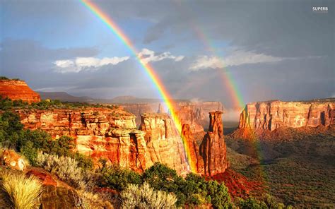 Rainbows In The Colorado National Monument Hd Wallpaper