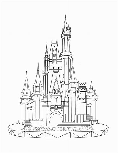 Castle Disney Coloring Walt Sketch Outline Drawing
