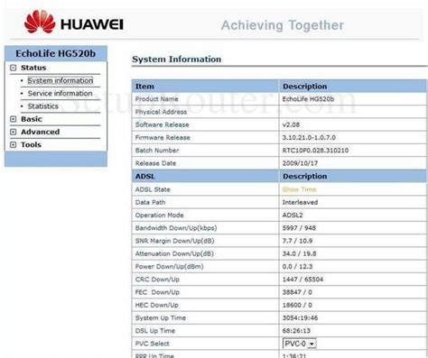 Huawei Echolife Hg B Screenshot System Information 1500 Hot Sex Picture