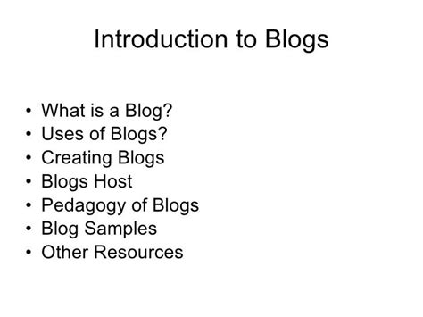 Introduction To Blogs