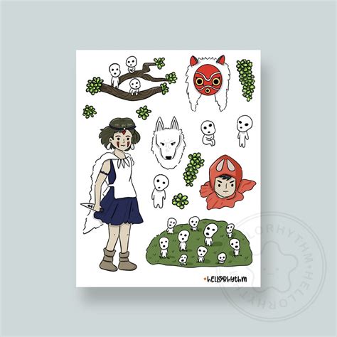 Deco Stickers Studio Ghibli Sticker Sheet Princess Mononoke