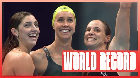 tokyo olympics australia set world record in women s 4x100m freestyle relay bbc sport