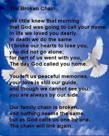 My mom was a scientist. Sympathy poem - broken chain - family christian stores ...