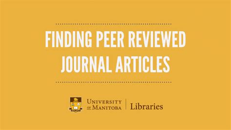 Finding Peer Reviewed Journal Articles Youtube
