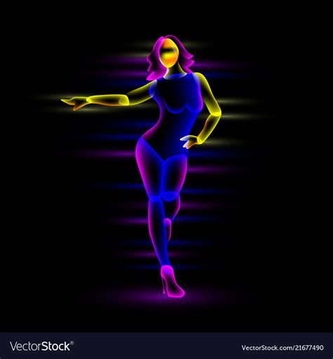 Neon Night Dance Girl Royalty Free Vector Image
