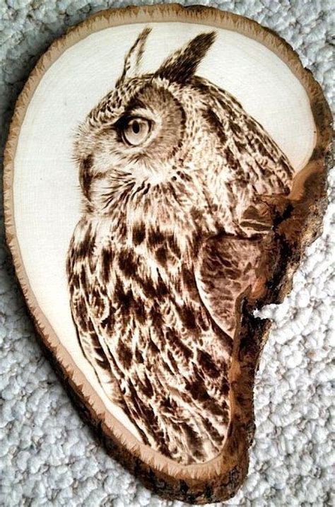 John in cleric robes with his index finger over his lips stands at the shore of the lake in the grove, symbolizing the secrecy kept by the grove's attendees throughout its long history. Pyrography Owl, wood burning | Wood burning crafts, Wood ...