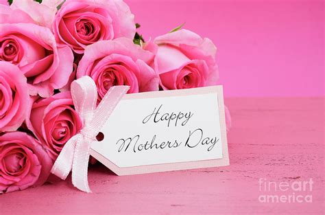 happy mothers day pink roses background photograph by milleflore images