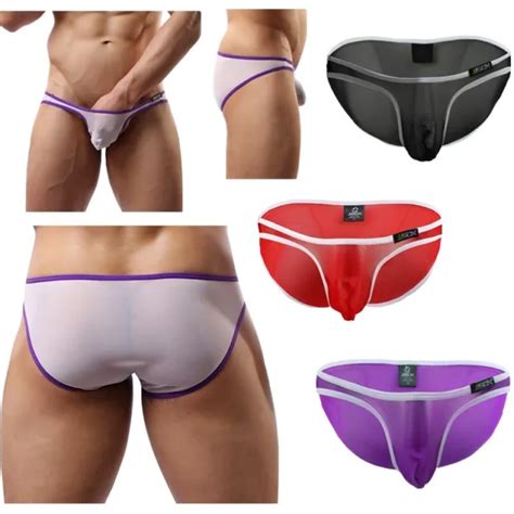 Sexy Mens Mesh Bikini Briefs See Through Panties Bulge Pouch Thongs Underwear Eur 936 Picclick It