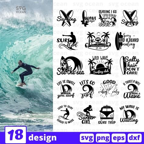 Surfing Svg Bundle Vector For Instant Download Svg Ocean