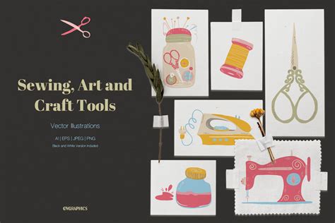 Sewing Art And Craft Tools Vector Illustrations By Gvgraphics