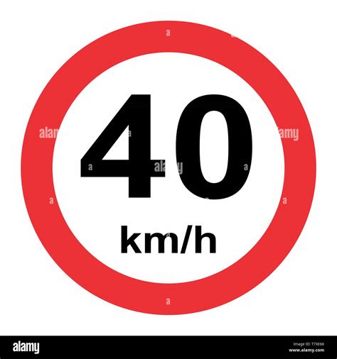 Illustration Of 40 Kmh Speed Limit Traffic Sign Stock Vector Image