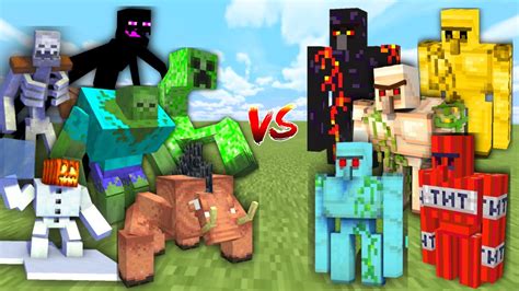 All Mutants Vs All Golems Minecraft Mob Battle Youtube