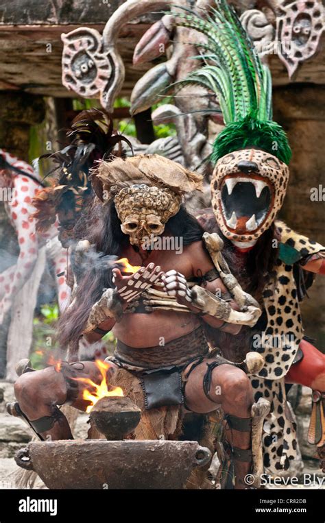 A Maya Fokllore Fire Dance Ritual Is Performed By Mystical Performers