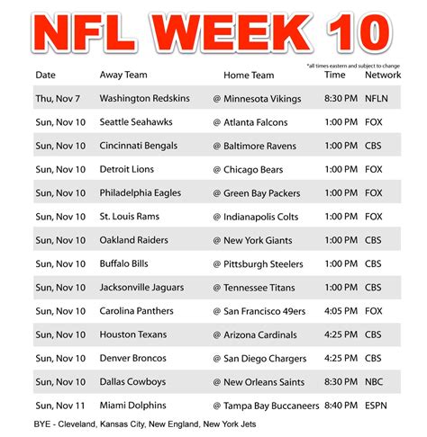 Week 10 Nfl Schedule 2014 2016 News And Events Broadcast 2016