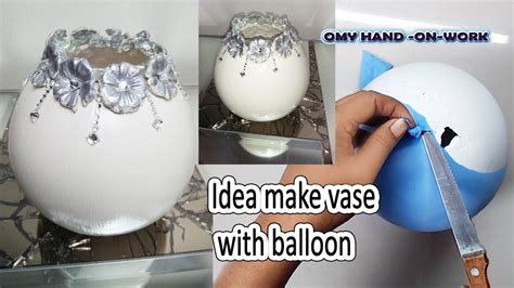How To Make Flower Vases With Balloon And White Cement Vase