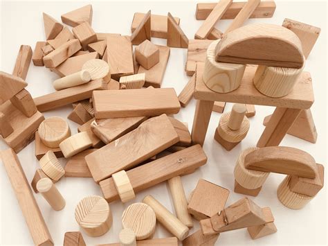 Handmade Wooden Toy Building Blocks Set Of 150 Blocks Building Toys
