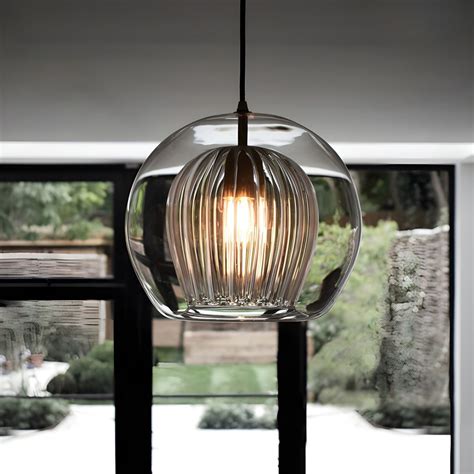 Globe Stairway Pendant Lighting Clear Glass 1 Head Nordic Hanging Lamp