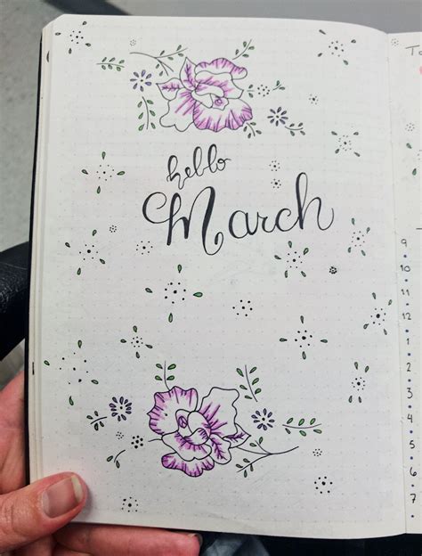 Hello March Cover Page Bullet Journal | Bullet journal august, Bullet journal, Cover page bullet ...