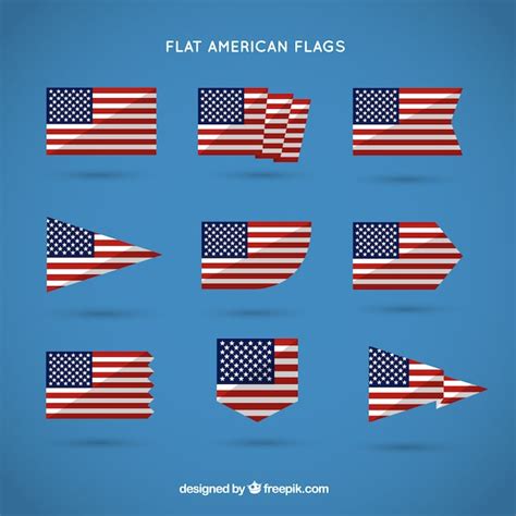 Flat American Flags Vector Free Download
