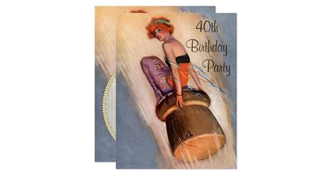 Vintage Pin Up Girl And Champagne Cork 40th Birthday Card Zazzle