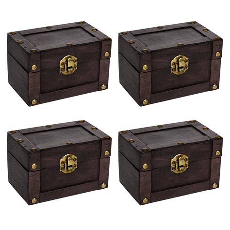 Small Decorative Wood Treasure Chest Set Of 4 By Trademark