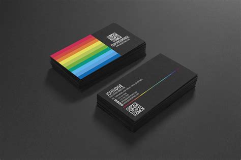 Exchanging business cards are almost a ritual sometimes and in larger companies, even people from different teams exchange cards. Rainbow QR code business card ~ Business Card Templates ...