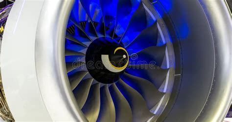 Close Up Of A Large Jet Engine Turbine Blades Stock Photo Image Of