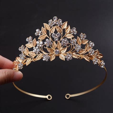 Buy Fumud Gold Leaves Vintage Headpiece Rhinestone Tiara Crown Handmade
