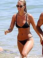 Renae Ayris In Black Bikini On A Beach