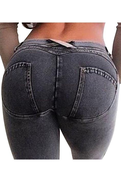 Online Store Pinkwind Womens Sexy Bodycon Butt Lift Stretch Washed Denim Jeans Pockets Pants L Grey