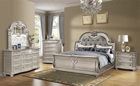 Hollywood loft frost white queen bed set. Master Bedroom Set, Antique Platinum Finish, B9506MF - Casye Furniture