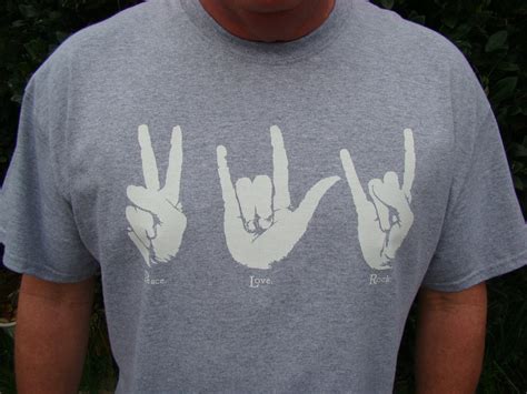 Mens Asl Tee Shirt Sign Language T Shirt Peace Love