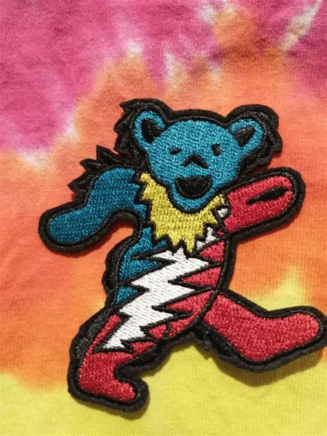 Grateful Dead Dancing Bear Lightning Bolt 3 X 25 Inch Iron On Patch 4