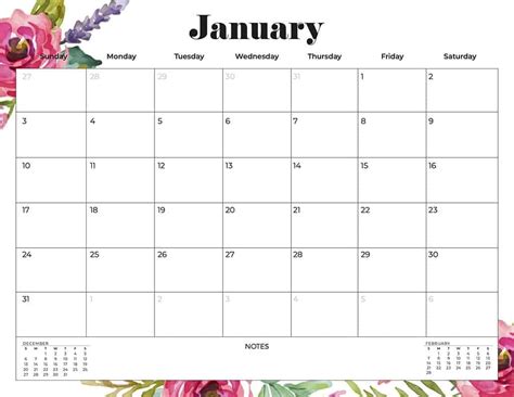 January 2021 Calendar Printable Landscape And Also Includes January