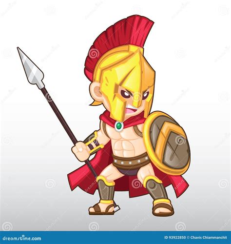 Vector Spartan Warrior Cartoon Illustration Cartoondealer