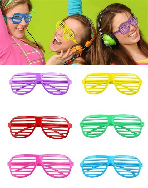 Plastic Shutter Shades Glasses Sunglasses 80s Party Rock N Roll Disco Costume Ebay