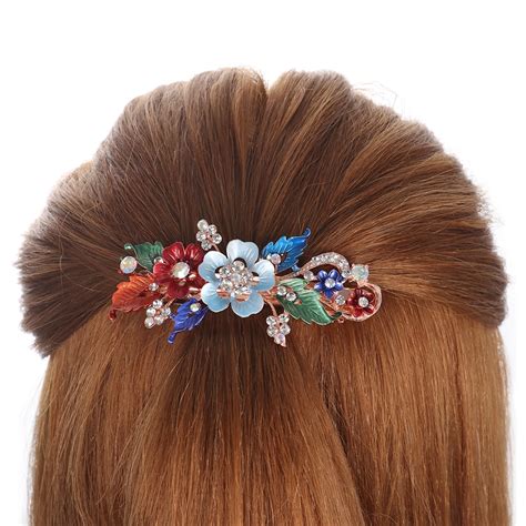 Fashion Flower Barrettes Resin Foral Hair Clip Barrette Crystal Hairpin