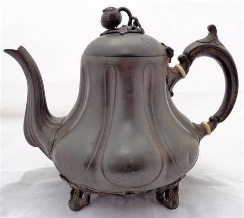 Antique Britannia Metal Gourd Shape Teapot Pewter Philip Ashberry