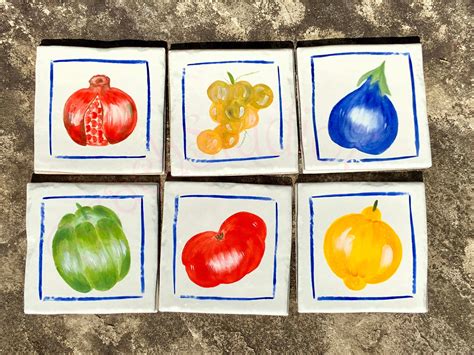 Decorative Tiles For Backsplash Hand Painted Vegetables And Etsy