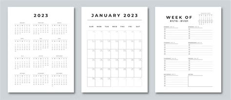 2023 Printable Calendars Minimalist Yearly Weekly Monthly
