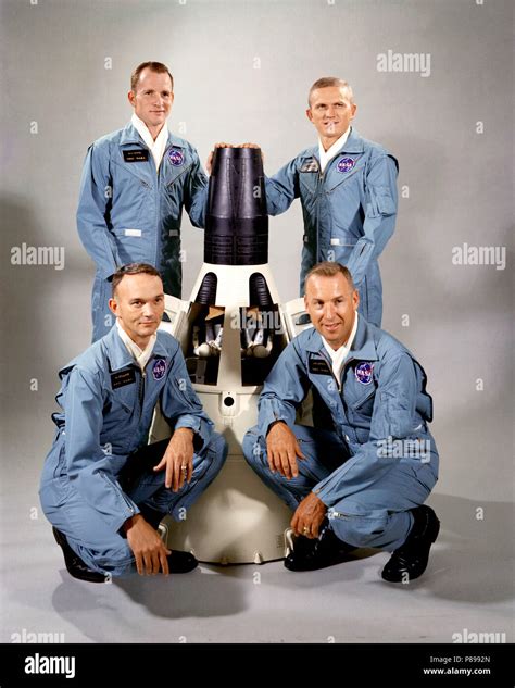 Portrait Of The Gemini 7 Prime And Backup Crew Members Around A Model