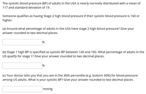 Answered The Systolic Blood Pressure Bp Of Bartleby