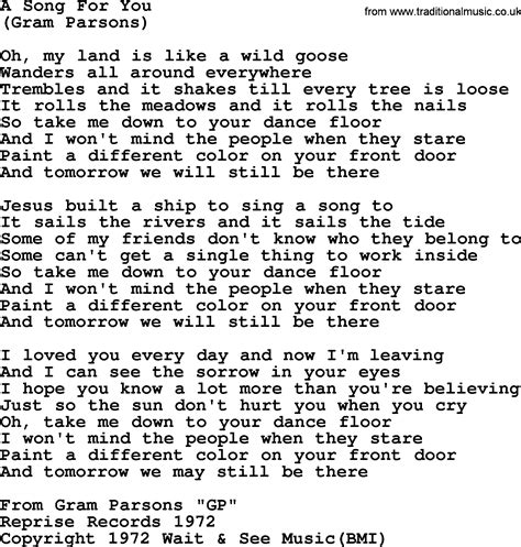A Song For You By The Byrds Lyrics With Pdf