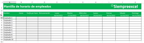 Horario De Trabajo En Excel Para Jornada Laboral Siempre Excel